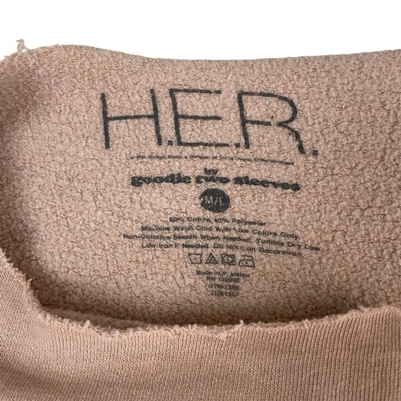 Goodie Two Sleeves H.E.R. Graphic Custom Cut-Out Sweatshirt M/L - Picture 5 of 9